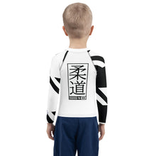 Kid's Boy's Long Sleeve Judo Rash Guard - Houndstooth 001 Blanc