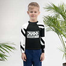 Kid's Boy's Long Sleeve Judo Rash Guard - Houndstooth 001 Noir