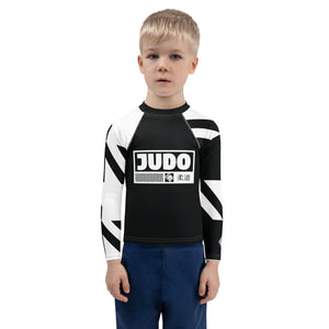 Kid's Boy's Long Sleeve Judo Rash Guard - Houndstooth 001 Noir