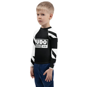 Kid's Boy's Long Sleeve Judo Rash Guard - Houndstooth 001 Noir