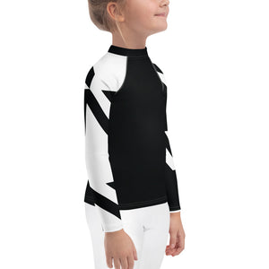 Kid's Girls Long Sleeve BJJ Rash Guard - Houndstooth 001 Noir Exclusive Girls Houndstooth Kids Long Sleeve Rash Guards Swimwear