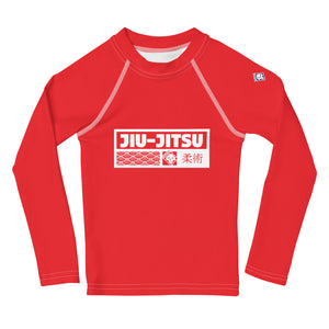 Kid's Girls Long Sleeve BJJ Rash Guard Jiu-Jitsu 001 - Scarlet Exclusive Girls Jiu-Jitsu Kids Long Sleeve Rash Guard