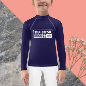 Kid's Girls Long Sleeve BJJ Rash Guard Jiu-Jitsu 002 - Midnight Blue Exclusive Girls Jiu-Jitsu Kids Long Sleeve Rash Guard