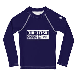 Kid's Girls Long Sleeve BJJ Rash Guard Jiu-Jitsu 002 - Midnight Blue Exclusive Girls Jiu-Jitsu Kids Long Sleeve Rash Guard