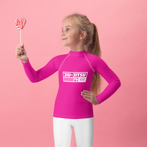 Kid's Girls Long Sleeve BJJ Rash Guard Jiu-Jitsu 003 - Hollywood Cerise Exclusive Girls Jiu-Jitsu Kids Long Sleeve Rash Guard