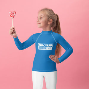 Kid's Girls Long Sleeve BJJ Rash Guard Jiu-Jitsu 004 - Azul Exclusive Girls Jiu-Jitsu Kids Long Sleeve Rash Guard