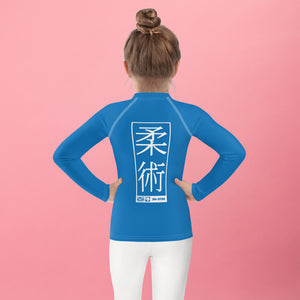 Kid's Girls Long Sleeve BJJ Rash Guard Jiu-Jitsu 004 - Azul Exclusive Girls Jiu-Jitsu Kids Long Sleeve Rash Guard