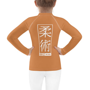 Kid's Girls Long Sleeve BJJ Rash Guard Jiu-Jitsu 007 - Raw Sienna Exclusive Girls Jiu-Jitsu Kids Long Sleeve Rash Guard