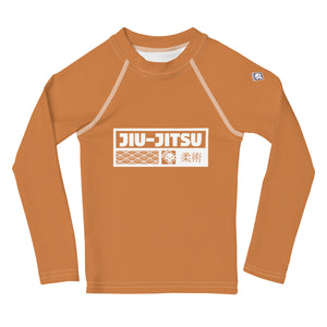 Kid's Girls Long Sleeve BJJ Rash Guard Jiu-Jitsu 007 - Raw Sienna Exclusive Girls Jiu-Jitsu Kids Long Sleeve Rash Guard