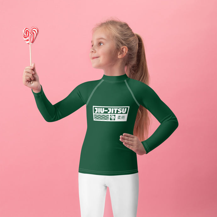 Kid's Girls Long Sleeve BJJ Rash Guard Jiu-Jitsu 008 - Sherwood Forest Exclusive Girls Jiu-Jitsu Kids Long Sleeve Rash Guard