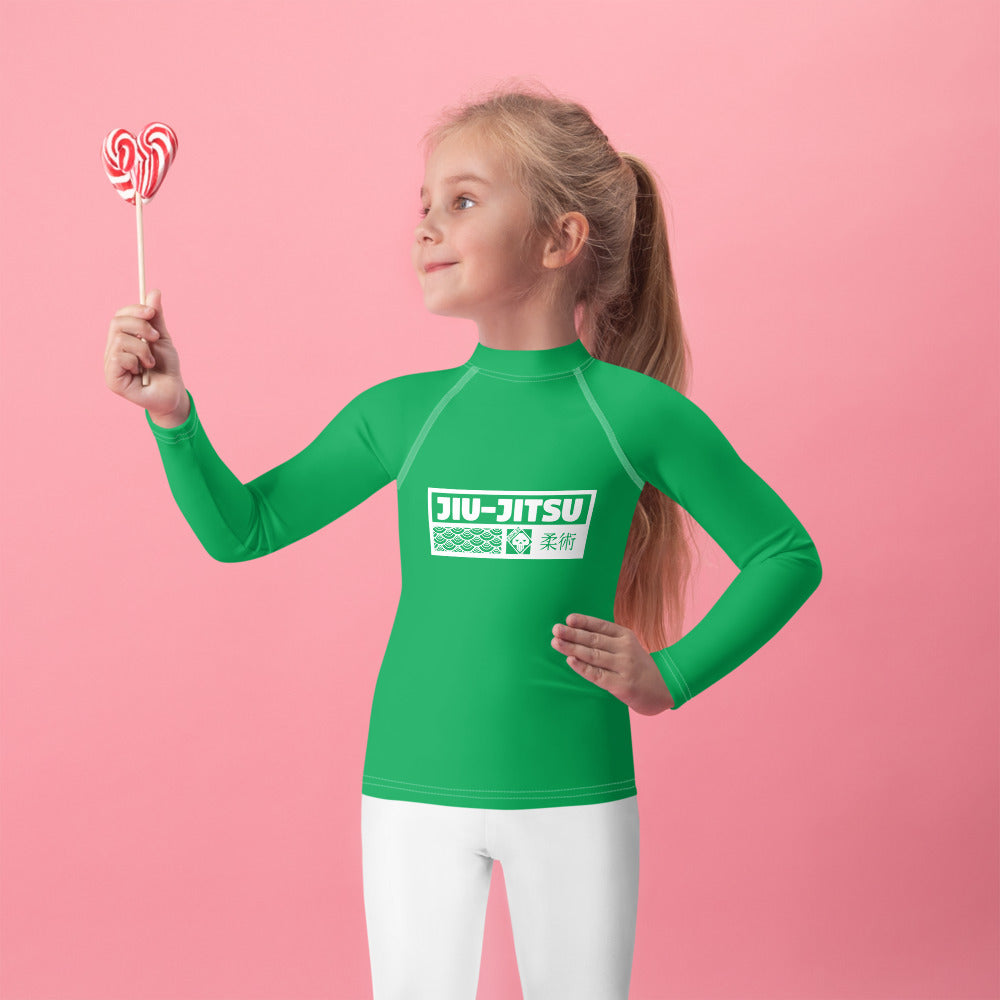 Kid's Girls Long Sleeve BJJ Rash Guard Jiu-Jitsu 009 - Jade Exclusive Girls Jiu-Jitsu Kids Long Sleeve Rash Guard