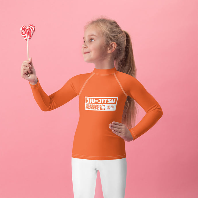 Kid's Girls Long Sleeve BJJ Rash Guard Jiu-Jitsu 012 - Flamingo Exclusive Girls Jiu-Jitsu Kids Long Sleeve Rash Guard