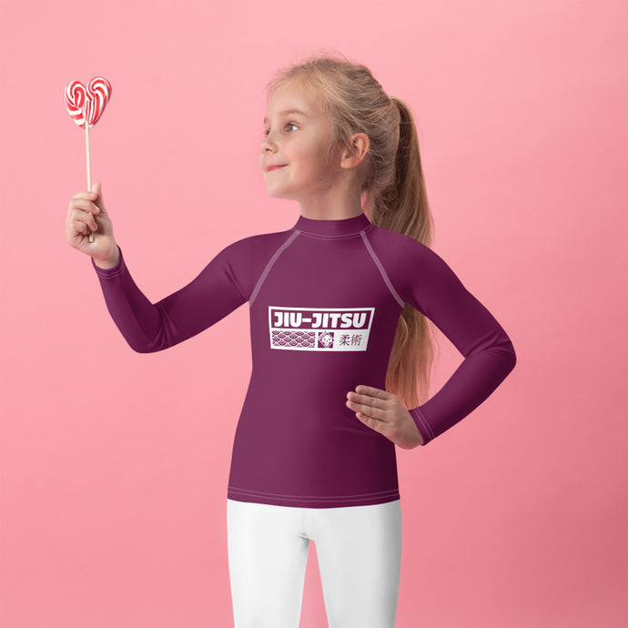 Kid's Girls Long Sleeve BJJ Rash Guard Jiu-Jitsu 013 - Tyrian Purple Exclusive Girls Jiu-Jitsu Kids Long Sleeve Rash Guard