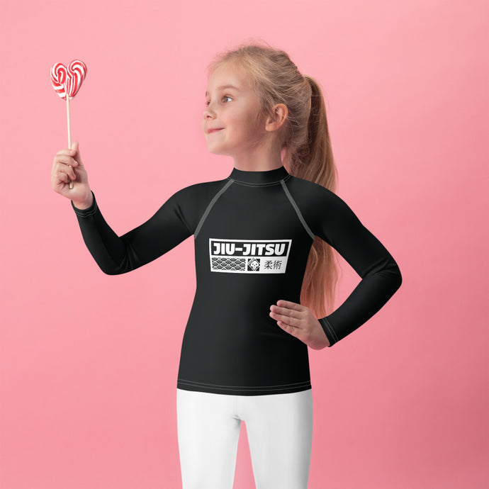 Kid's Girls Long Sleeve BJJ Rash Guard Jiu-Jitsu 015 - Noir Exclusive Girls Jiu-Jitsu Kids Long Sleeve Rash Guard