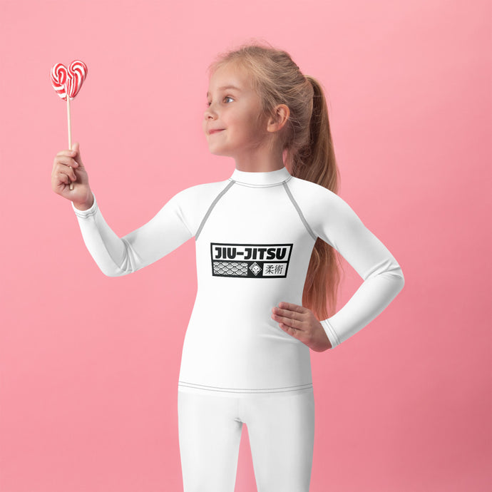 Kid's Girls Long Sleeve BJJ Rash Guard Jiu-Jitsu 016 - Snow Exclusive Girls Jiu-Jitsu Kids Long Sleeve Rash Guard