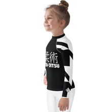 Kid's Girl's Long Sleeve Classic Jiu-Jitsu Rash Guard - Houndstooth 001 Noir