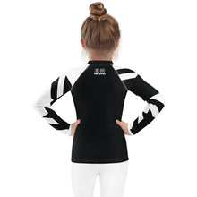 Kid's Girl's Long Sleeve Classic Jiu-Jitsu Rash Guard - Houndstooth 001 Noir