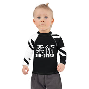 Kid's Girl's Long Sleeve Classic Jiu-Jitsu Rash Guard - Houndstooth 001 Noir