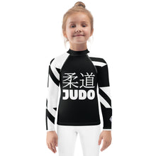 Kid's Girl's Long Sleeve Classic Judo Rash Guard - Houndstooth 001 Noir