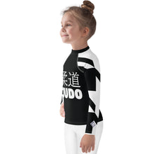 Kid's Girl's Long Sleeve Classic Judo Rash Guard - Houndstooth 001 Noir