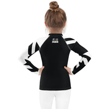 Kid's Girl's Long Sleeve Classic Judo Rash Guard - Houndstooth 001 Noir