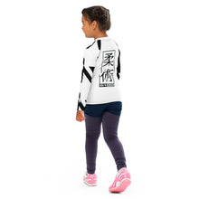 Kid's Girl's Long Sleeve Jiu-Jitsu Rash Guard - Houndstooth 001 Blanc