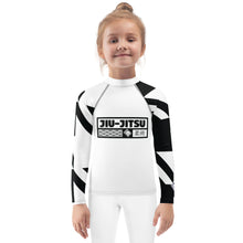 Kid's Girl's Long Sleeve Jiu-Jitsu Rash Guard - Houndstooth 001 Blanc