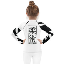 Kid's Girl's Long Sleeve Jiu-Jitsu Rash Guard - Houndstooth 001 Blanc