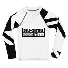 Kid's Girl's Long Sleeve Jiu-Jitsu Rash Guard - Houndstooth 001 Blanc