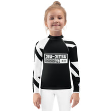 Kid's Girl's Long Sleeve Jiu-Jitsu Rash Guard - Houndstooth 001 Noir