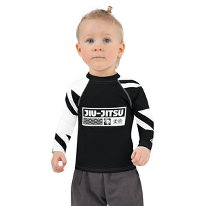 Kid's Girl's Long Sleeve Jiu-Jitsu Rash Guard - Houndstooth 001 Noir