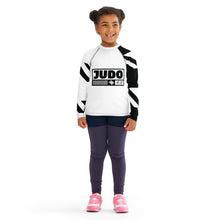 Kid's Girl's Long Sleeve Judo Rash Guard - Houndstooth 001 Blanc