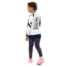 Kid's Girl's Long Sleeve Judo Rash Guard - Houndstooth 001 Blanc