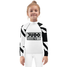 Kid's Girl's Long Sleeve Judo Rash Guard - Houndstooth 001 Blanc