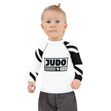 Kid's Girl's Long Sleeve Judo Rash Guard - Houndstooth 001 Blanc