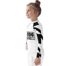 Kid's Girl's Long Sleeve Judo Rash Guard - Houndstooth 001 Blanc