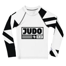 Kid's Girl's Long Sleeve Judo Rash Guard - Houndstooth 001 Blanc