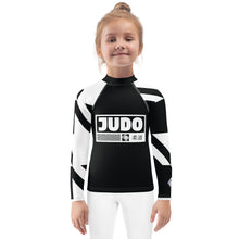 Kid's Girl's Long Sleeve Judo Rash Guard - Houndstooth 001 Noir