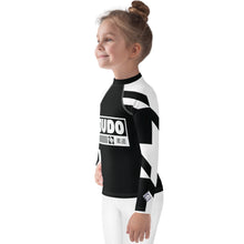 Kid's Girl's Long Sleeve Judo Rash Guard - Houndstooth 001 Noir