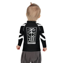 Kid's Girl's Long Sleeve Judo Rash Guard - Houndstooth 001 Noir