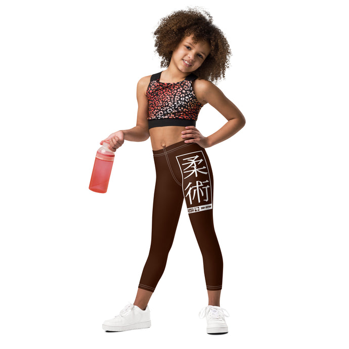 Kids' Girls Yoga Pants Workout Leggings Jiu-Jitsu 006 - Chocolate Exclusive Girls Jiu-Jitsu Kids Leggings