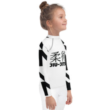 Kid's Long Sleeve Classic Jiu-Jitsu Rash Guard - Houndstooth 001 Blanc