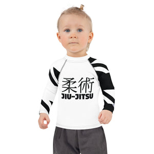 Kid's Long Sleeve Classic Jiu-Jitsu Rash Guard - Houndstooth 001 Blanc