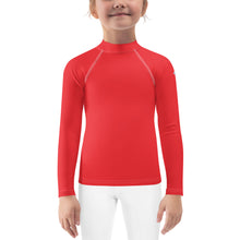 Little Fashionista: Girls' Long Sleeve Solid Color Rash Guards - Scarlet Exclusive Girls Kids Long Sleeve Rash Guard Solid Color Swimwear