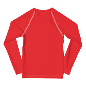 Little Fashionista: Girls' Long Sleeve Solid Color Rash Guards - Scarlet Exclusive Girls Kids Long Sleeve Rash Guard Solid Color Swimwear