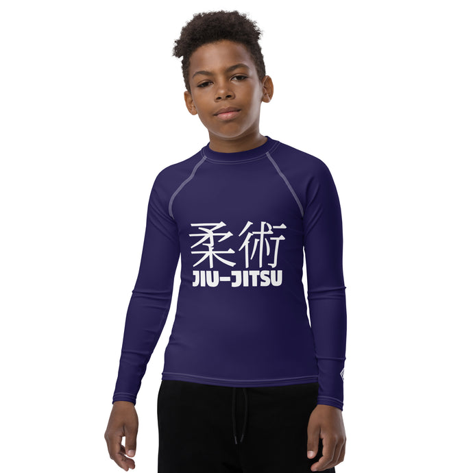 Long Sleeve BJJ Rash Guard for Boys – Youth Classic Jiu-Jitsu Gear – Midnight Blue