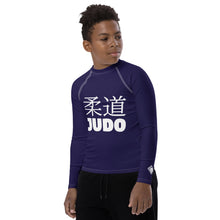 Boys Long Sleeve Judo Rash Guard – Youth Compression Training Shirt - Midnight Blue