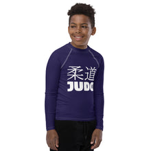 Boys Long Sleeve Judo Rash Guard – Youth Compression Training Shirt - Midnight Blue