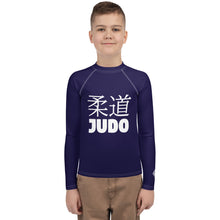 Boys Long Sleeve Judo Rash Guard – Youth Compression Training Shirt - Midnight Blue