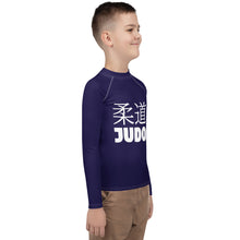 Boys Long Sleeve Judo Rash Guard – Youth Compression Training Shirt - Midnight Blue